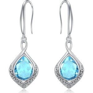 03-December Birthstone Celtic Knot Filigree 925 Silver Infinity Earrings